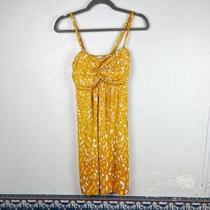 Soma Yellow Leopard Print Dress Pockets Sheath Ombré Animal Print